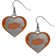 Oklahoma St. Cowboys Heart Dangle Earrings