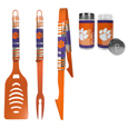 Clemson Tigers 3pc Color BBQ Tools w/Salt & Pepper Shakers