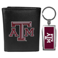 Texas A & M Aggies Leather Tri-fold Wallet & Multitool Key Chain, Black