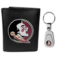 Florida St. Seminoles Leather Tri-fold Wallet & Steel Key Chain