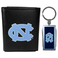 N. Carolina Tar Heels Leather Tri-fold Wallet & Multitool Key Chain, Black
