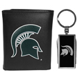 Michigan St. Spartans Tri-fold Wallet & Multitool Key Chain, Black