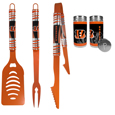 Cincinnati Bengals 3pc Color BBQ Tools w/Salt & Pepper Shakers