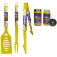 Minnesota Vikings 3pc Color BBQ Tools w/Salt & Pepper Shakers